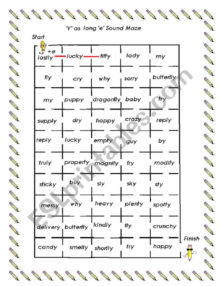 Sound Maze - Y at the end of a word with long e sound- [phonetics]